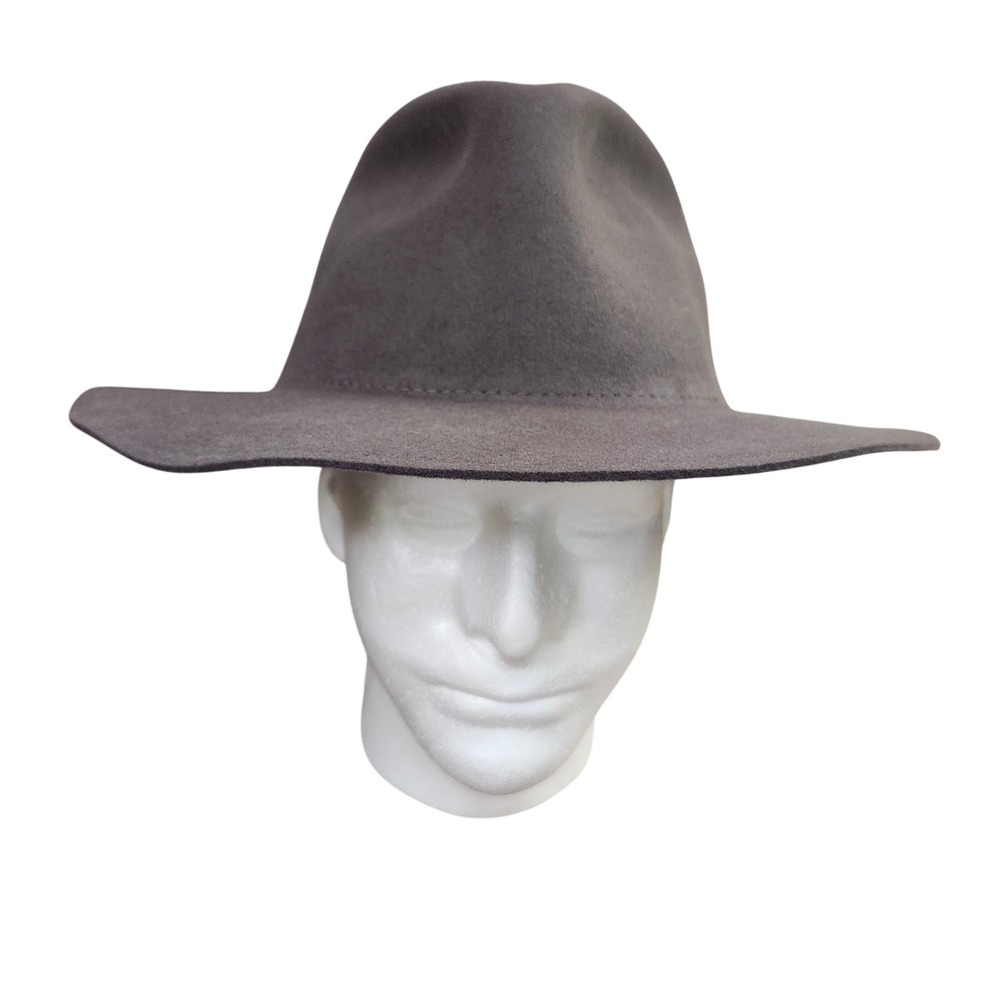 VTG Conner Gray Wide Brim Fedora Hat Unisex Minimalist‎ Fashion Elegant Style